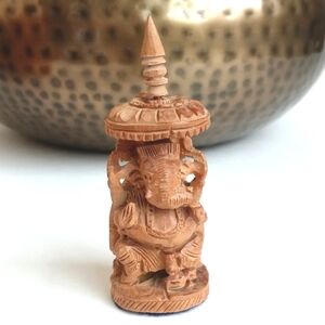 Sandalwood Hand Carved Antique Wooden 3” Elephant (Ganesh) Figurine from India